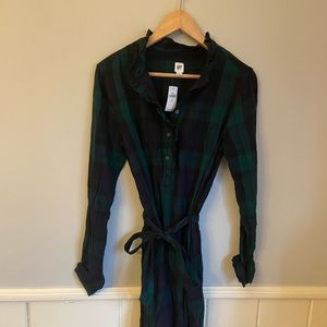 GAP Dresses - NWT Gap Plaid Ruffle-Neck Popover Shirtdress GAP Dresses - NWT Gap Plaid Ruffle-Neck Popover Shirtdress